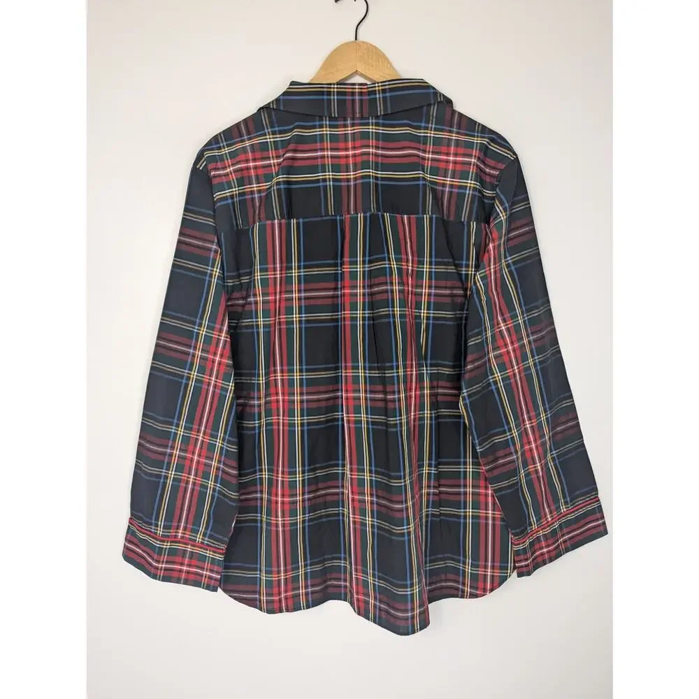 NWT J.Crew Stewart Tartan Plaid Relaxed Cotton Button Down Pajama Top